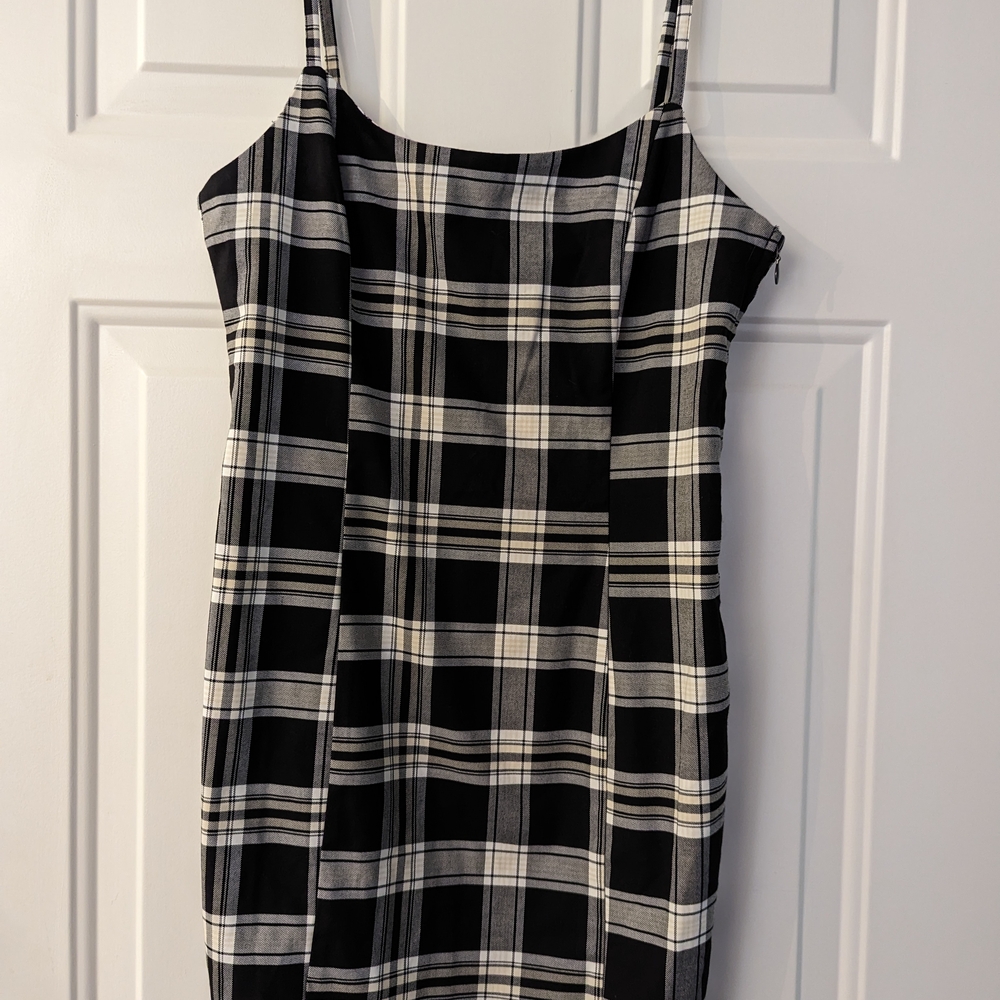 H&M Black and White Checkered Mini Dress